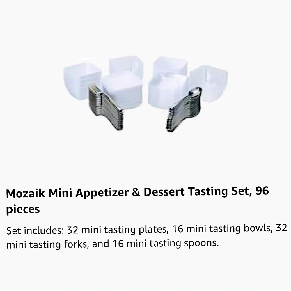 Mozaik Appetizer combo 96 pc.Set- 2 boxes & 48 pc. Spoons - 1 box